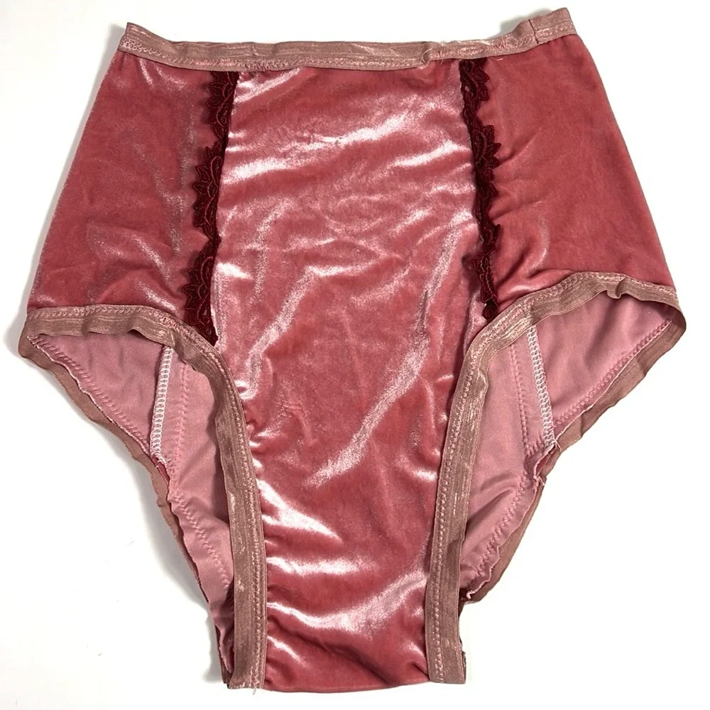 Unique K.S. Garner Velvet Bloomers Pink Velvet Red Trim - Picture 13 of 15